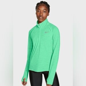Nike Running Kelly Green Space dye Dri Fit Long Sleeve Half Zip Athletic Top Sm